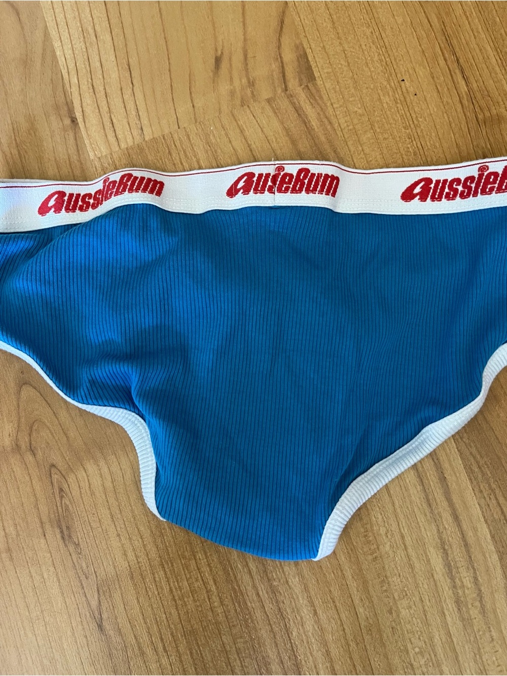 AussieBum Classics Pacific Blue Ribbed Brief with White Trim - Picture 2 of 3
